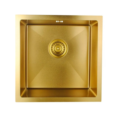 품질  Luxury Gold  Toned SUS304 Stainless Steel Square Kitchen Sink with  Efficient Drainage Design 공장