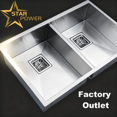 품질  STAR POWER Brushed Double-Bowl Handmade Kitchen Sink in 304 Stainless Steel 공장