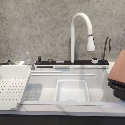 식품 등급 304/316 스테인리스 스틸 250-300mm 볼 깊이 및 1.2-2.0mm 패널 두께와 함께 손으로 만든 스테인리스 스틸 부엌 싱크