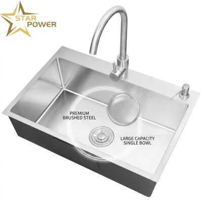 품질 Food-Grade 304 SS Single Bowl Kitchen Sink Chrome Plated Undermount 900mm 250mm Deep Basin 공장