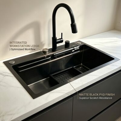 좋은 가격 Chrome-Plated 316 Stainless Steel Single Bowl Kitchen Sink Undermount 800mm 220mm Deep Basin 온라인으로