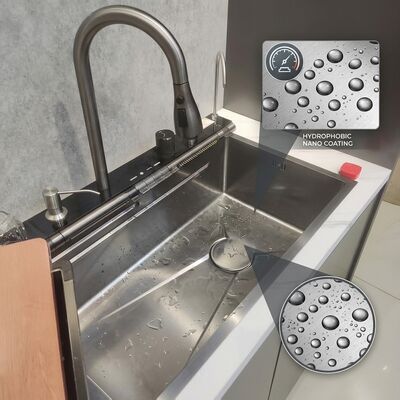 좋은 가격 Bionic Lotus Leaf Nano Oleophobic Handmade 316 Stainless Steel Kitchen Sink Single Bowl 700mm 220mm Deep Basin 온라인으로