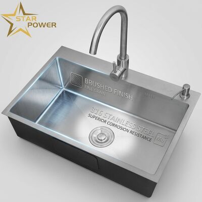 좋은 가격 지하 부엌 싱크 316 스테인레스 스틸 싱글 볼 부엌 싱크 붓지 않은 지하 800mm 220mm 깊은 수지 online