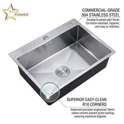 좋은 가격 16 Gauge 316 Stainless Steel Deep Single Bowl Kitchen Sink Drop-in 30x18 Inch 10 Inch Basin Brushed Finish 온라인으로