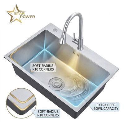 좋은 가격 25 Inch Drop-In Laundry Utility Sink Single Bowl 20 Gauge with Overflow Drain 온라인으로