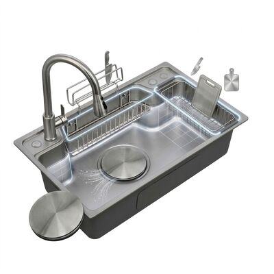 좋은 가격 30 Inch Farmhouse Apron Front Double Bowl Kitchen Sink 60/40 16 Gauge with Bottom Grids online
